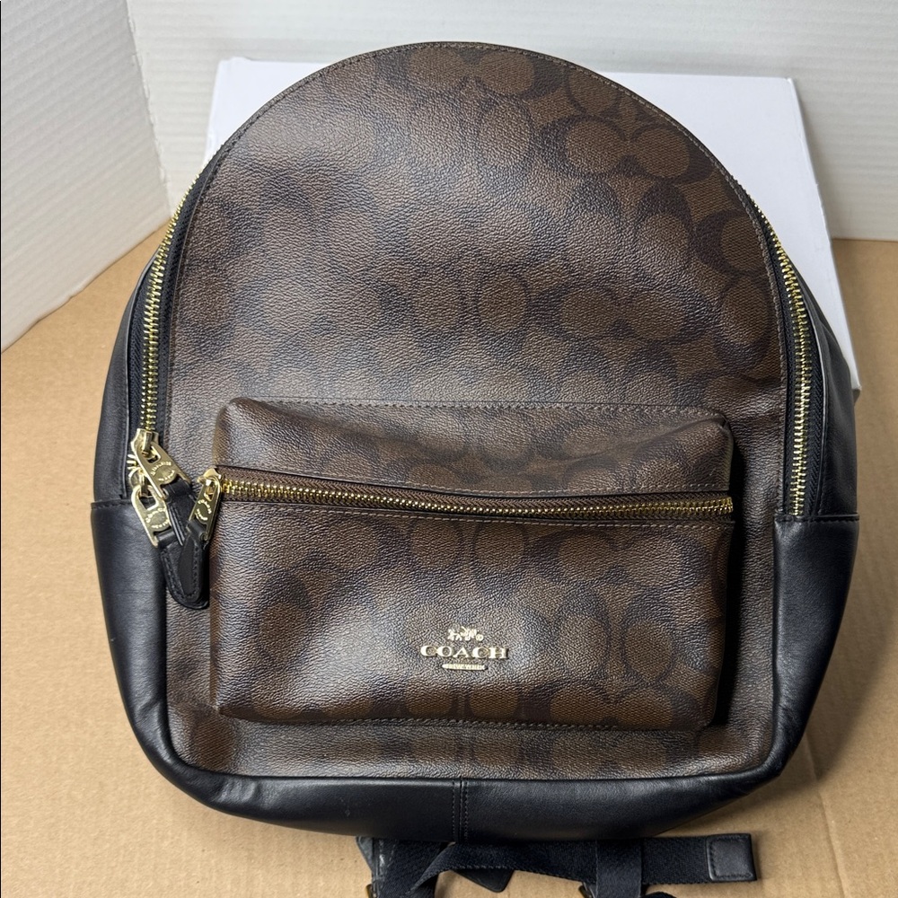 Coach Signature Brown and Black Backpack